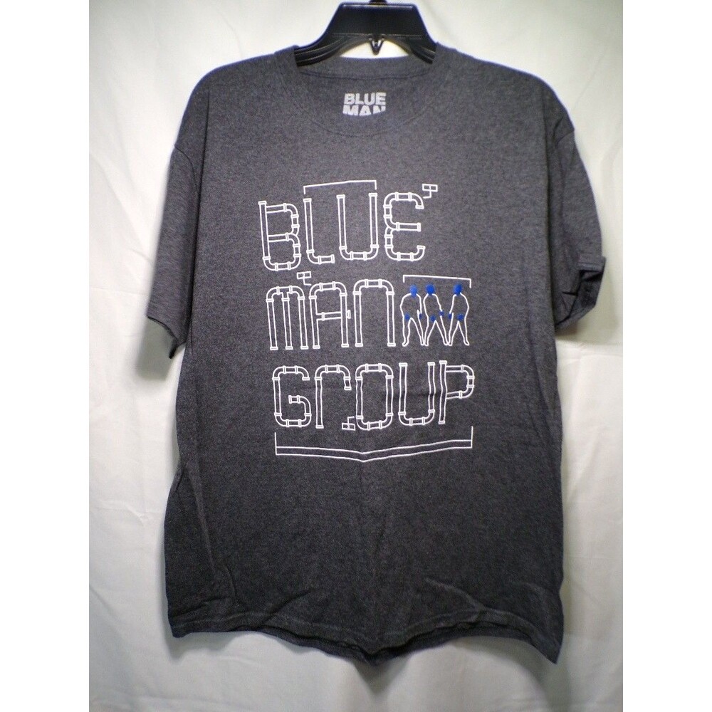 Blue Man Group Pipe Blueprint Graphic T Shirt Men's L Gray Cotton Blend